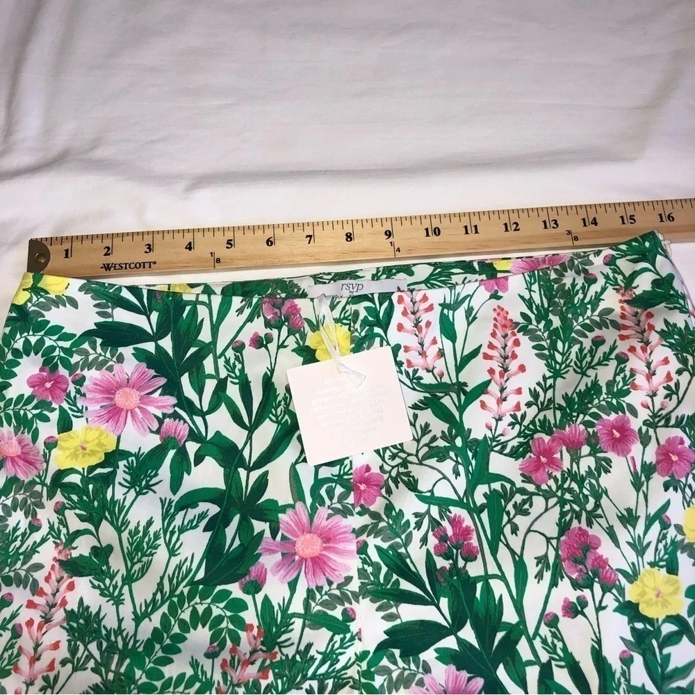 Talbots RSVP Floral Pants Stretch Cotton New Size 6 Tapered Side Zip Brunch